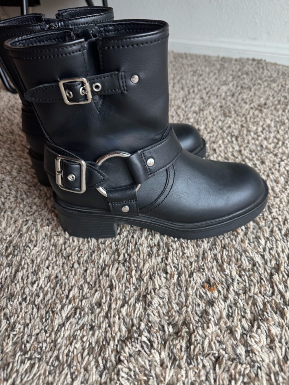 Universal Thread Black Moto Harness Ankle Boots